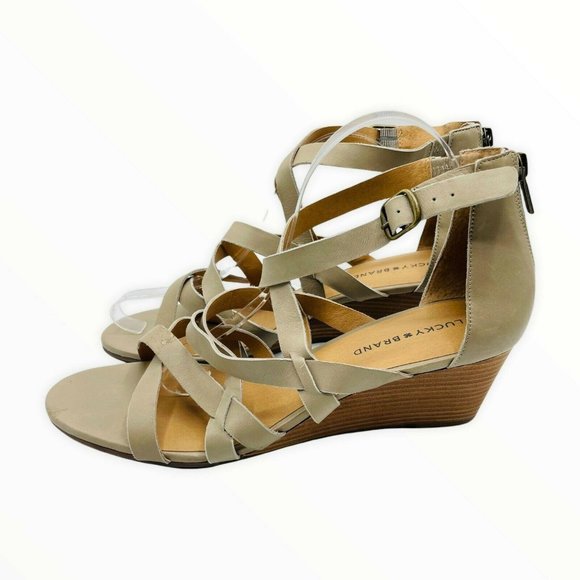 Lucky Brand Jewelia Leather Wedge Sandal 12M NWOT - Picture 7 of 10